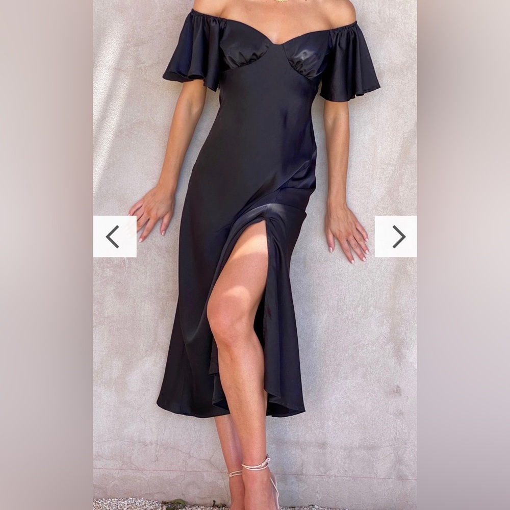 Black satin dress